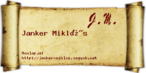 Janker Miklós névjegykártya